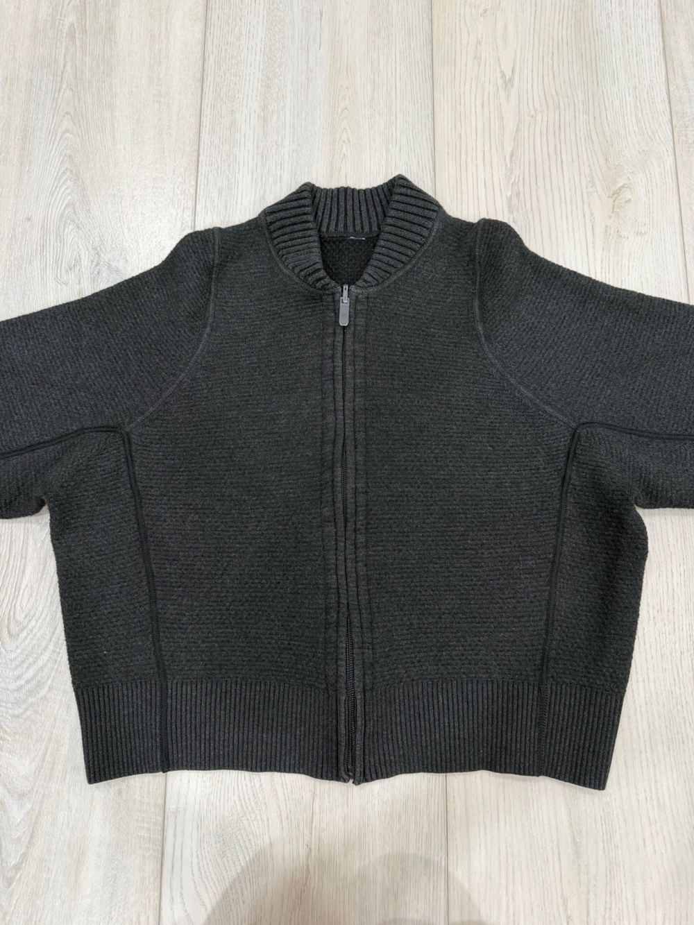Lululemon Textured Ribbed Full Zip Mock Neck Jacket Black Size 6